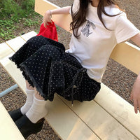 Baggy Black Polka Dot Cargo Denim Shorts Jorts — dettaglio