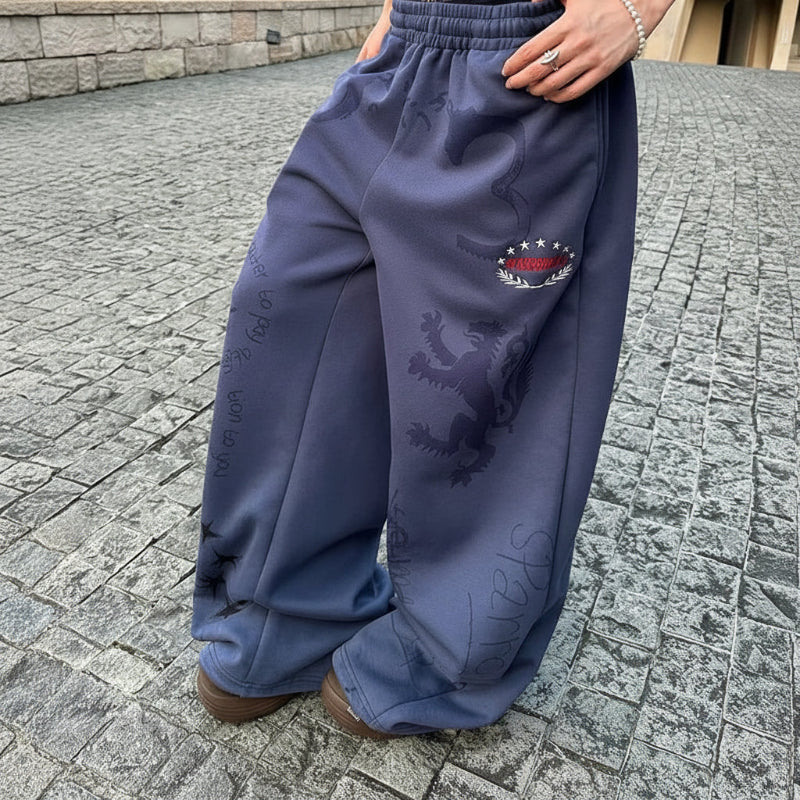 Baggy Blue Graphic Sweatpants Joggers Trousers — vista posteriore