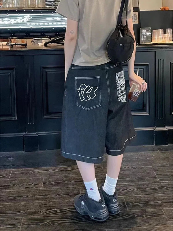 Baggy Denim Shorts Jorts — vista frontale