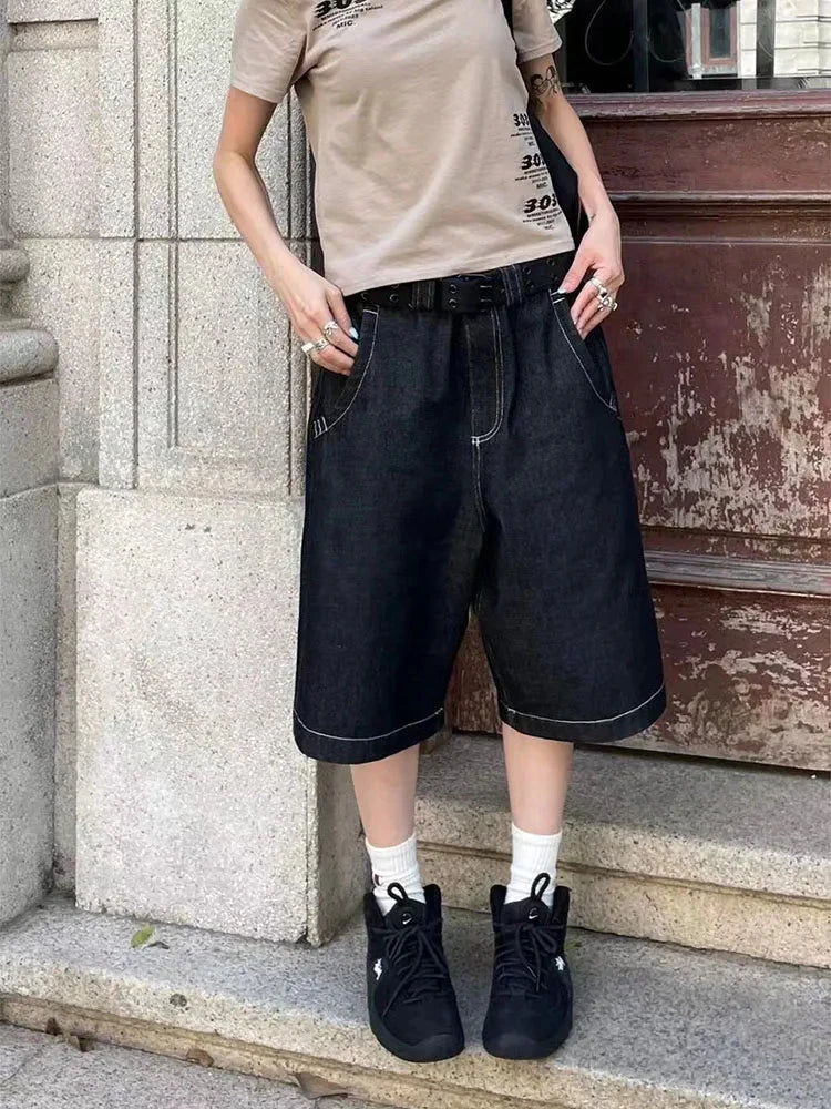 Baggy Denim Shorts Jorts — vista posteriore