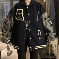 Baggy Fit Black And Grey Varsity Jacket — vista posteriore
