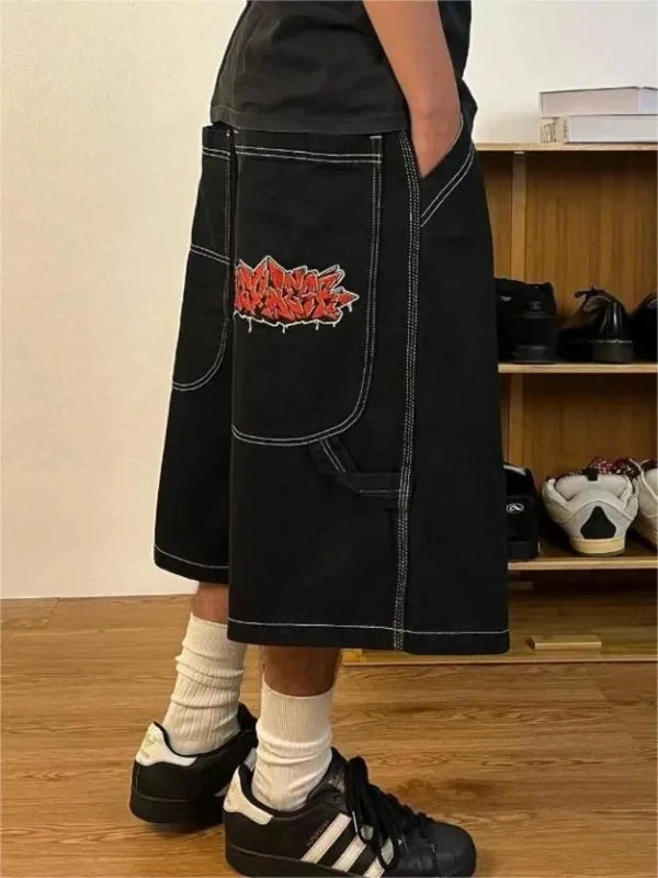 Baggy Graffiti Jean Shorts Jorts — vista frontale