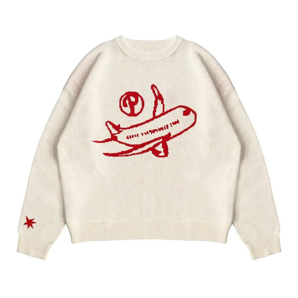 Baggy Knitted Graphic Jumper Sweater — vista frontale