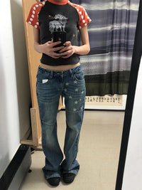 Baggy Low Rise Print Denim Jeans — vista posteriore