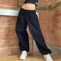 Baggy Parachute Pants Black — vista posteriore