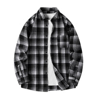 Baggy Plaid Long Sleeve Button Up Flannel Shirt — vista posteriore