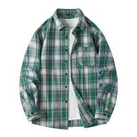 Baggy Plaid Long Sleeve Button Up Flannel Shirt — vista completa