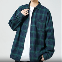 Baggy Plaid Long Sleeve Button Up Flannel Shirt — dettaglio della stampa