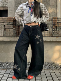 Baggy Star Embroidered Grunge Denim Jeans — dettaglio della stampa