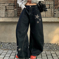 Baggy Star Embroidered Grunge Denim Jeans — vista posteriore