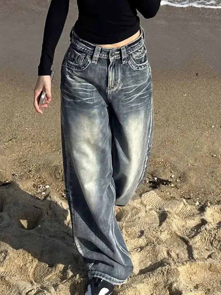 Baggy Vintage Washed Jeans — dettaglio