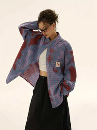 Baggy Work Wear Plaid Jacket — vista posteriore