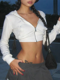 Basic Zip Up Cropped Hoodie — vista posteriore
