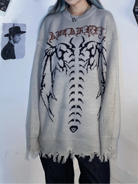 Bat Skeleton Graphic Knitted Sweater — vista laterale