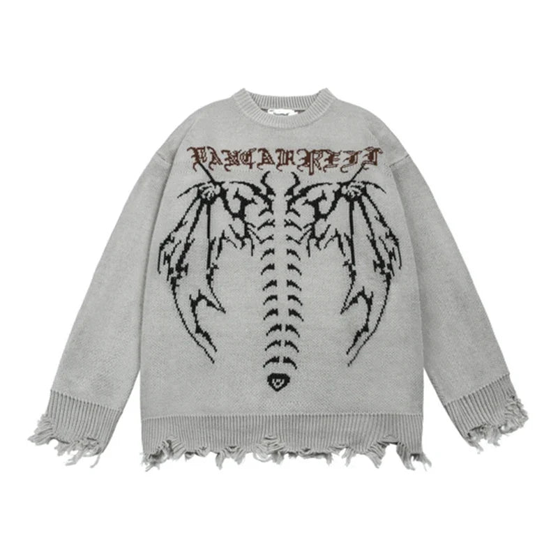 Bat Skeleton Graphic Knitted Sweater — vista frontale