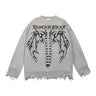 Y2K Bat Skeleton Graphic Knitted Sweater