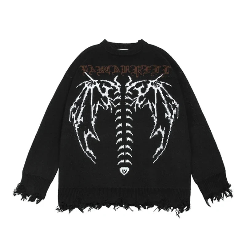 Bat Skeleton Graphic Knitted Sweater — vista posteriore