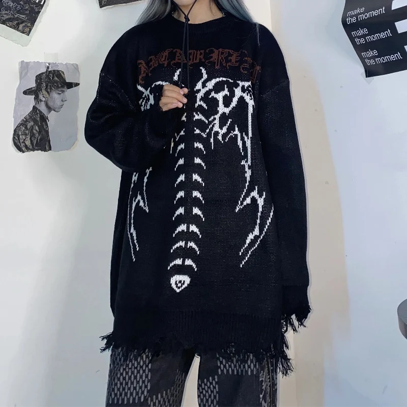 Bat Skeleton Graphic Knitted Sweater — dettaglio