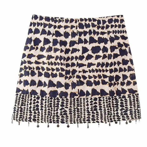 Y2K Beaded Spotted Print Mini Skirt