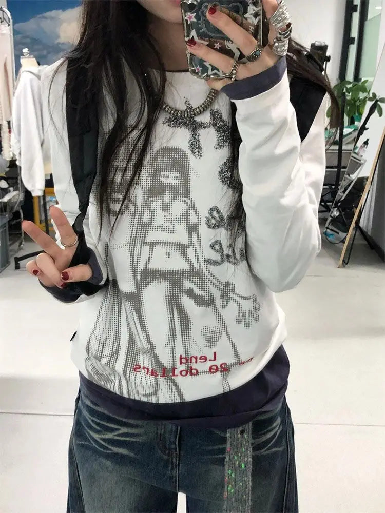 Besties Punk Graphic Long Sleeve Top T Shirt — dettaglio della stampa