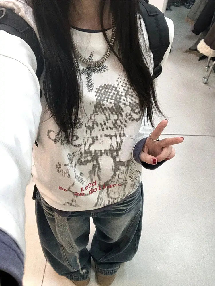 Besties Punk Graphic Long Sleeve Top T Shirt — in alternativa