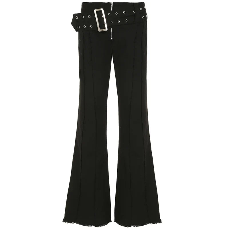 Big Belt Gothic Flare Jeans — vista frontale