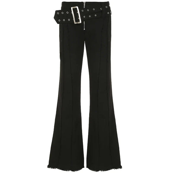 Big Belt Gothic Flare Jeans — vista frontale