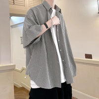 Black And White Checkerboard Button Up Flannel Shirt — dettaglio