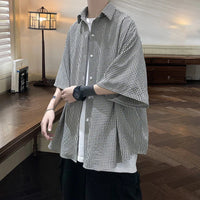 Black And White Checkerboard Button Up Flannel Shirt — in alternativa
