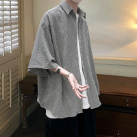 Black And White Checkerboard Button Up Flannel Shirt — vista frontale