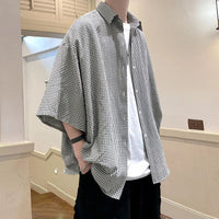 Black And White Checkerboard Button Up Flannel Shirt — vista posteriore