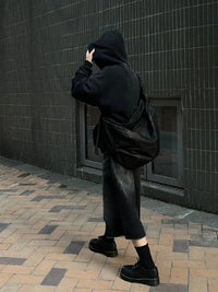 Black Baggy Denim Jean Shorts Jorts — dettaglio