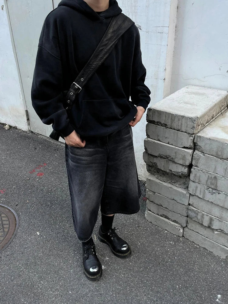 Black Baggy Denim Jean Shorts Jorts — in alternativa
