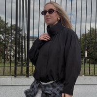 Black Essentials Windbreaker Zip Up Bomber Jacket — vista posteriore