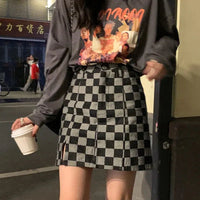 Black & Grey Plaid Checkerboard Mini Skirt — dettaglio