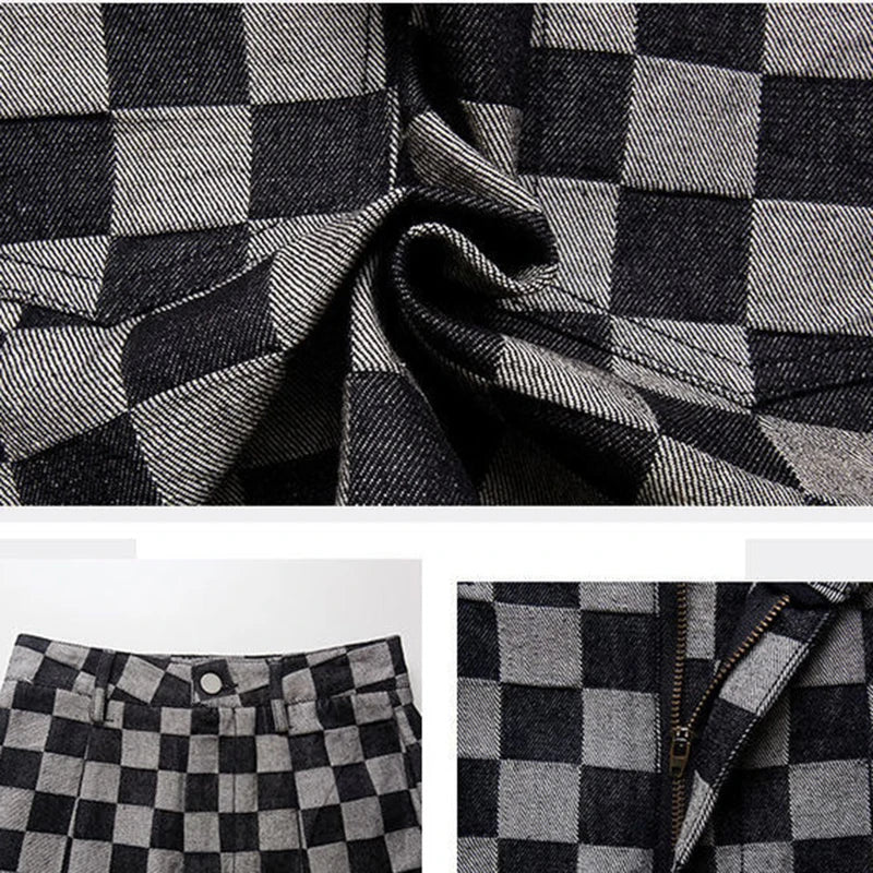 Black & Grey Plaid Checkerboard Mini Skirt — dettaglio della stampa