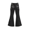 Y2K Black Low Waist Cargo Flared Jeans