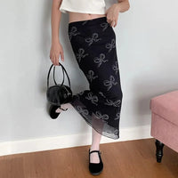 Black Mesh Flowy Maxi Skirt — dettaglio