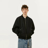 Black Short Full Zip Up Bomber Jacket — vista posteriore