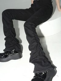 Black Stacked High Waist Flare Jeans — dettaglio della stampa