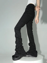 Black Stacked High Waist Flare Jeans — in alternativa