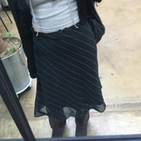 Black Striped Bow Flowy Midi Skirts — dettaglio