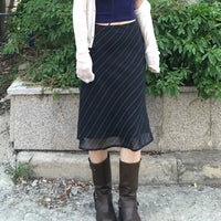 Black Striped Bow Flowy Midi Skirts — in alternativa