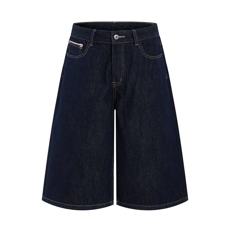 Black Wash Baggy Long Denim Shorts Jorts — dettaglio del tessuto