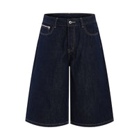 Black Wash Baggy Long Denim Shorts Jorts — dettaglio del tessuto