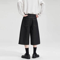 Black Wash Baggy Long Denim Shorts Jorts — in alternativa