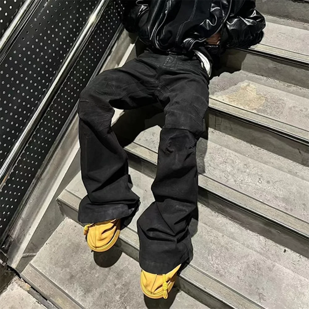 Black Waxed Boot Cut Jeans — dettaglio