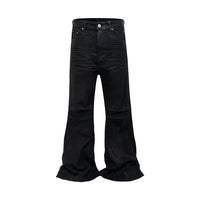 Black Waxed Boot Cut Jeans — vista frontale