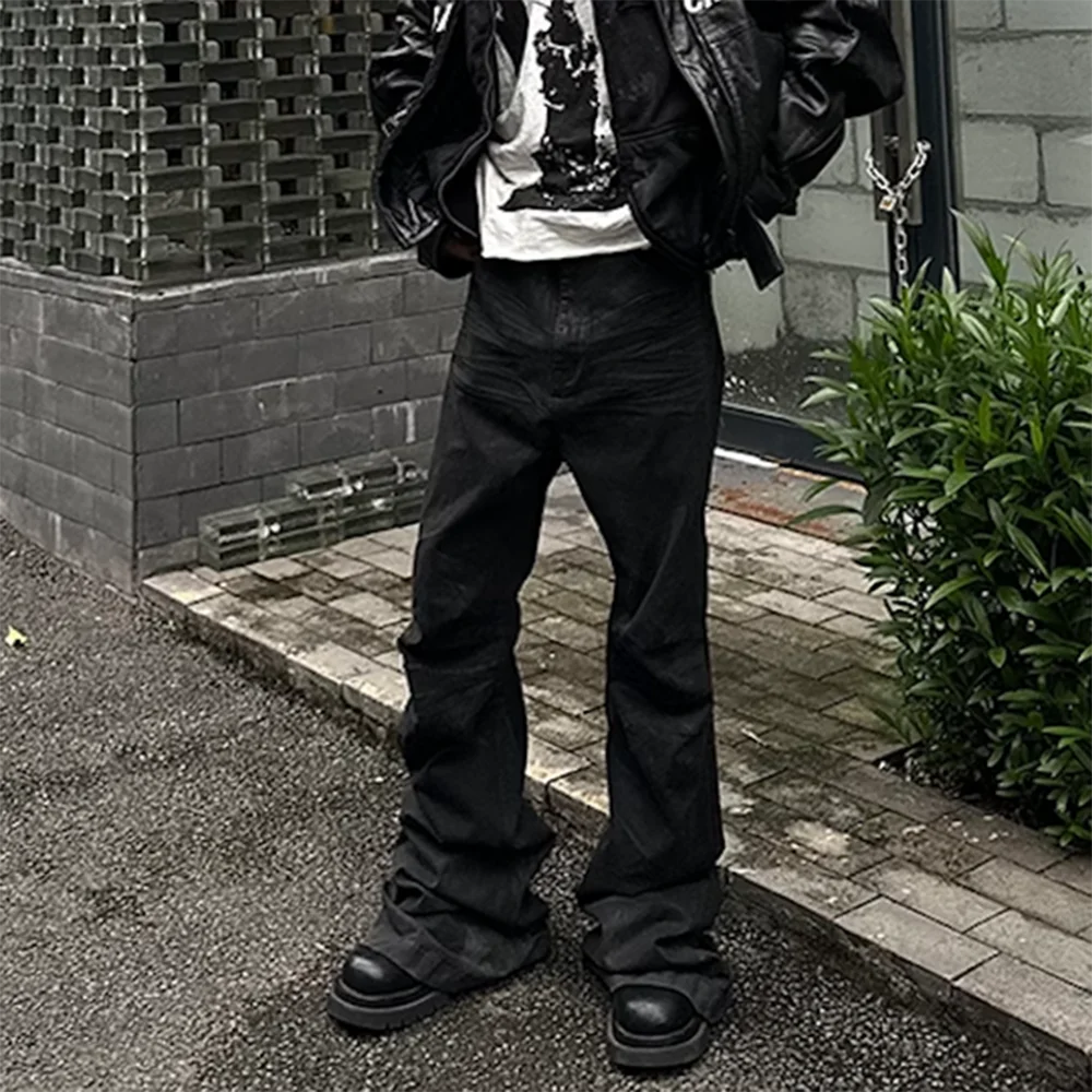 Black Waxed Boot Cut Jeans — vista posteriore