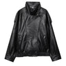 Y2K Black Womens Chef Button Faux Leather Jacket